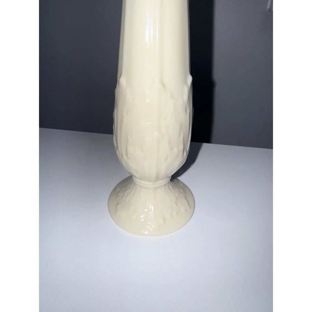 Lenox Ivory Colored Porcelain Bud Vase w/ Leaves Design 10 7/8